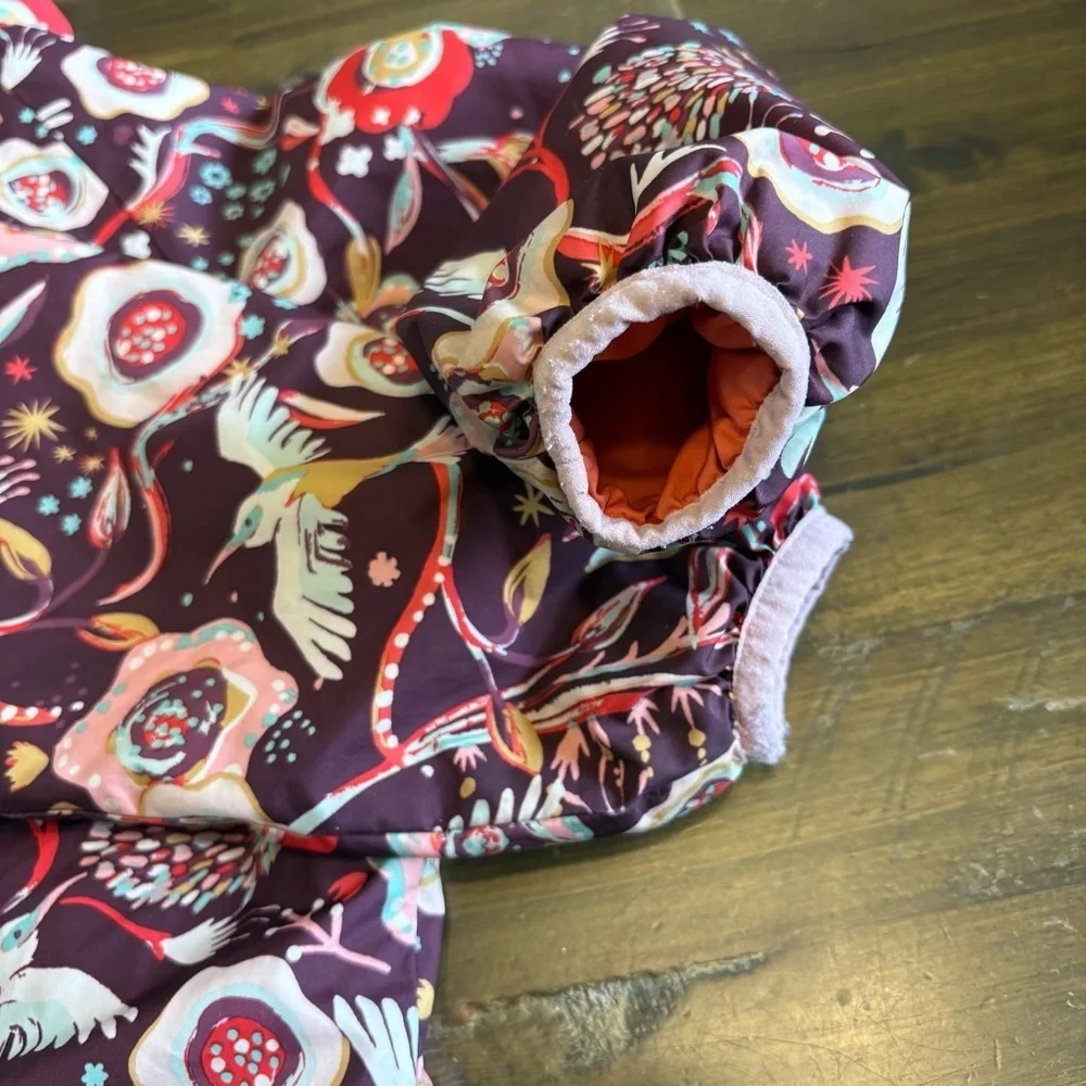 Patagonia Toddler Girls Jacket Floral Bird Pattern Hooded 2T Winter - Picture 6 of 6